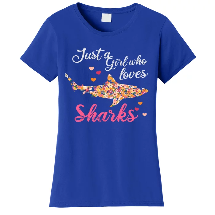 Just A Who Loves Sharks Gift Shark Cool Gift Women's T-Shirt