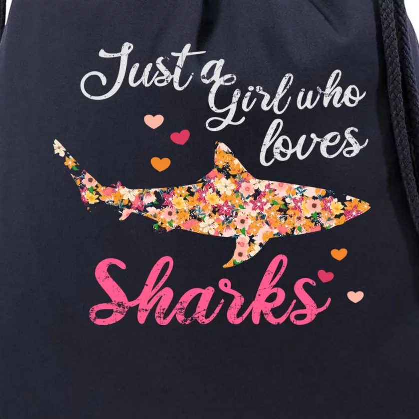 Just A Who Loves Sharks Gift Shark Cool Gift Drawstring Bag