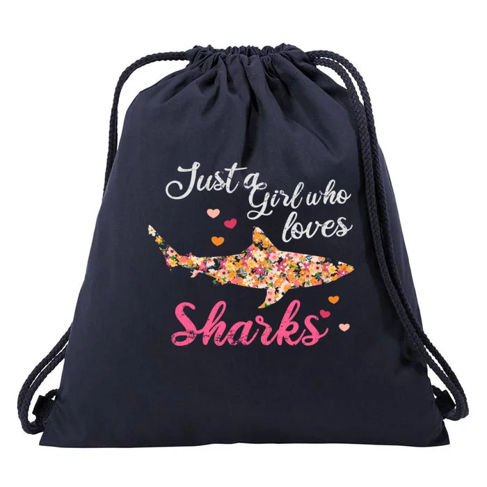 Just A Who Loves Sharks Gift Shark Cool Gift Drawstring Bag