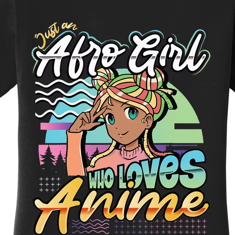 Just A Who Loves Anime African American Afro Women's T-Shirt