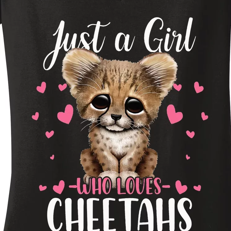 Just A  Who Loves Cheetahs Women's V-Neck T-Shirt