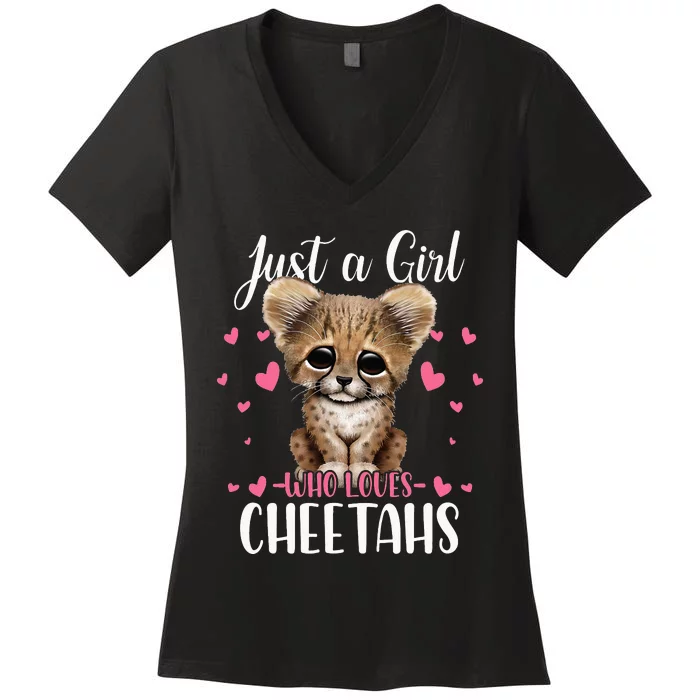 Just A  Who Loves Cheetahs Women's V-Neck T-Shirt