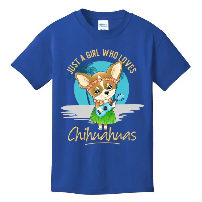 Just A Who Loves Chihuahuas Ukulele Beach Chihuahuas Gift Kids T-Shirt