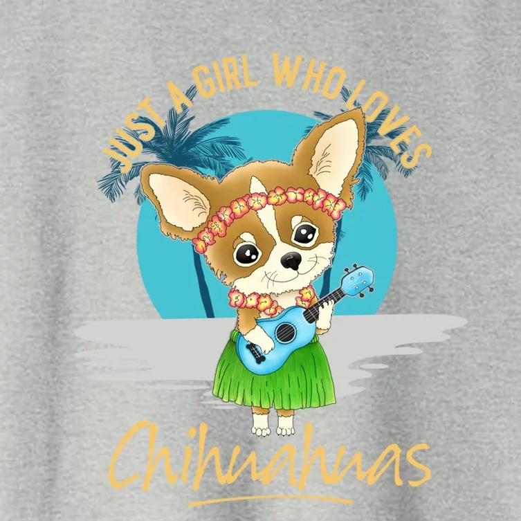 Just A Who Loves Chihuahuas Ukulele Beach Chihuahuas Gift Women's Crop Top Tee