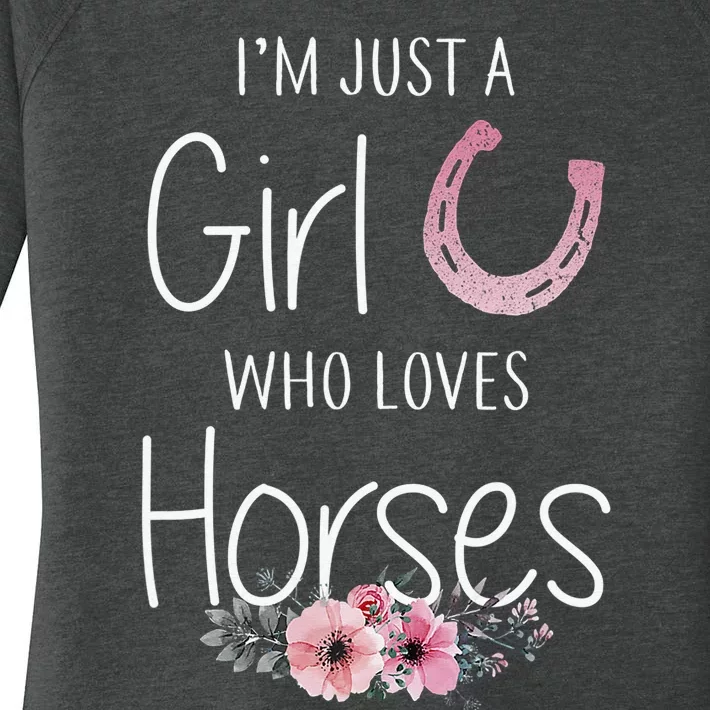 Just A  Who Loves Jesus And Horses Funny Gift Women's Perfect Tri Tunic Long Sleeve Shirt