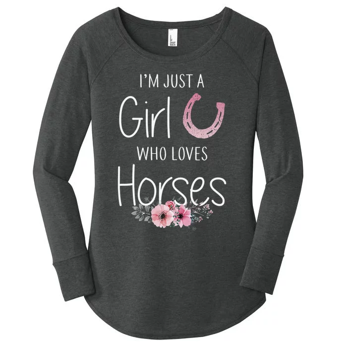 Just A  Who Loves Jesus And Horses Funny Gift Women's Perfect Tri Tunic Long Sleeve Shirt