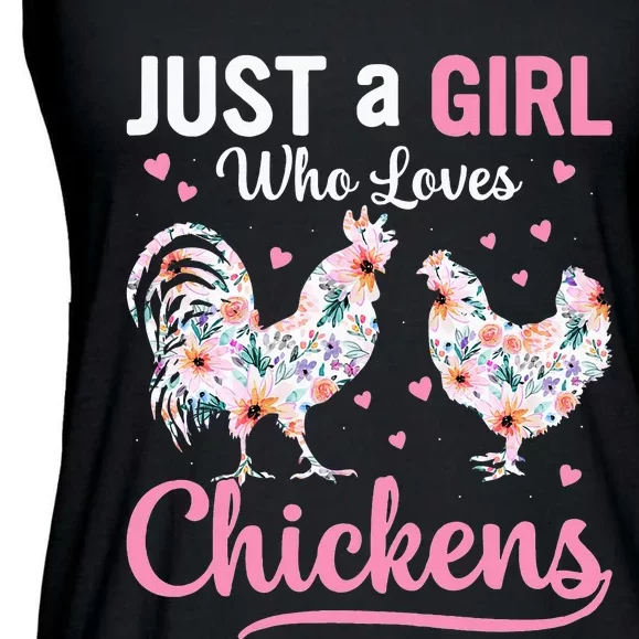 Just A  Who Loves Chickens Ladies Essential Flowy Tank