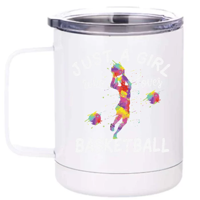 Just A  Who Loves Basketball Funny sport lovers Front & Back 12oz Stainless Steel Tumbler Cup