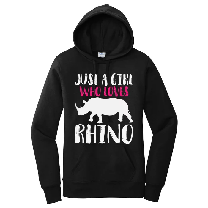 Just A Who Loves Rhino Funny Animal Lover Zoo Jungle Women's Pullover Hoodie