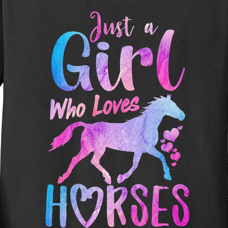 Just A Who Loves Horses Riding Cute Horse Kids Long Sleeve Shirt