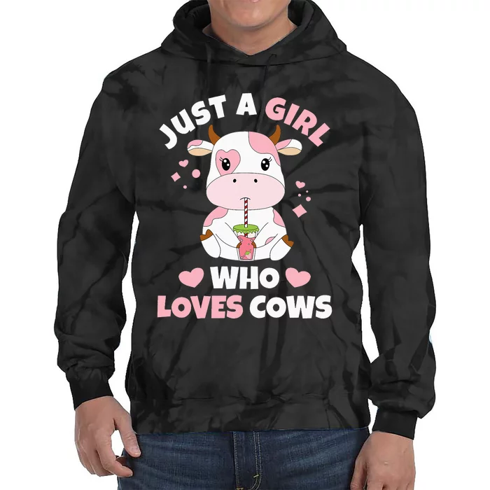 Just A  Who Loves Cows Cute Cow Cow Tie Dye Hoodie