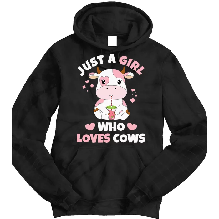 Just A  Who Loves Cows Cute Cow Cow Tie Dye Hoodie