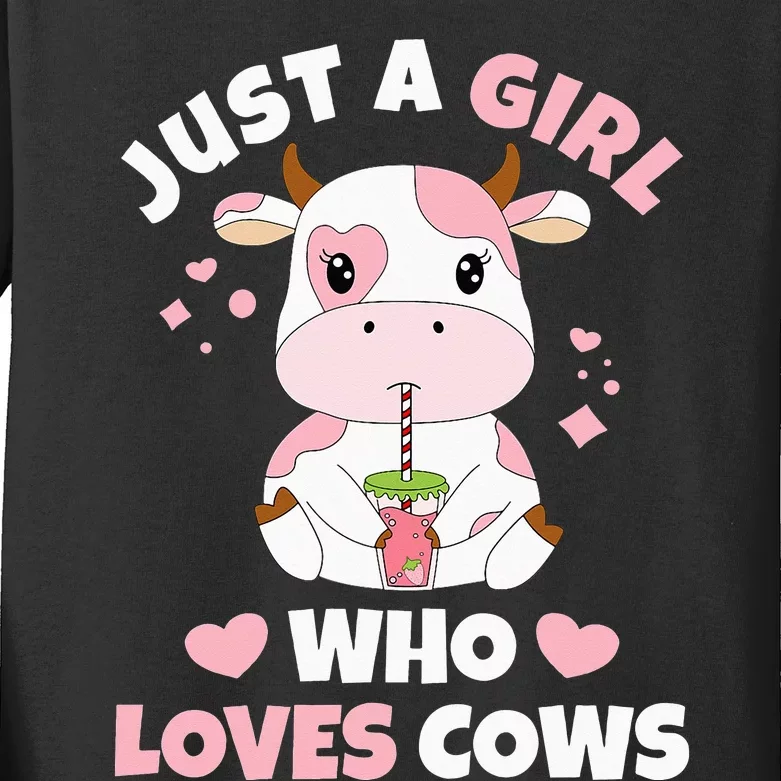 Just A  Who Loves Cows Cute Cow Cow Kids Long Sleeve Shirt