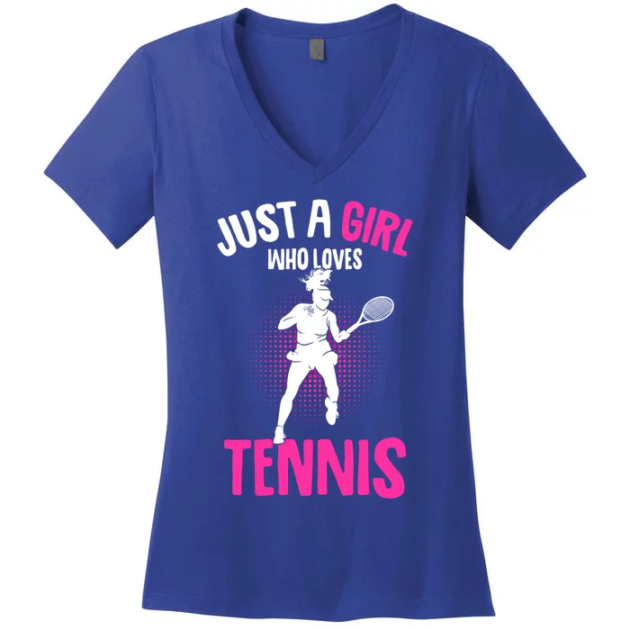 Just A Who Loves Tennis Player Gift Women's V-Neck T-Shirt