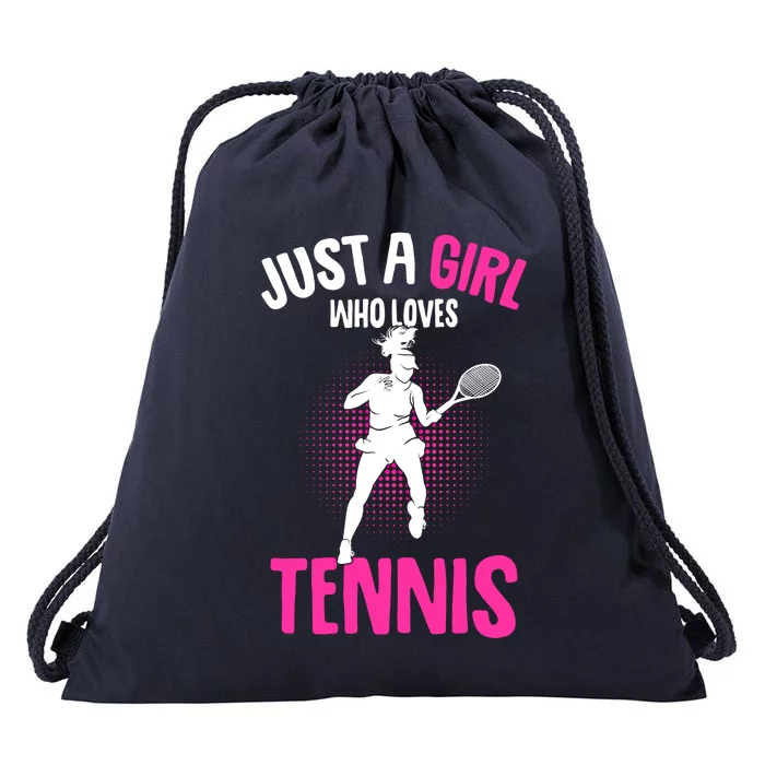 Just A Who Loves Tennis Player Gift Drawstring Bag