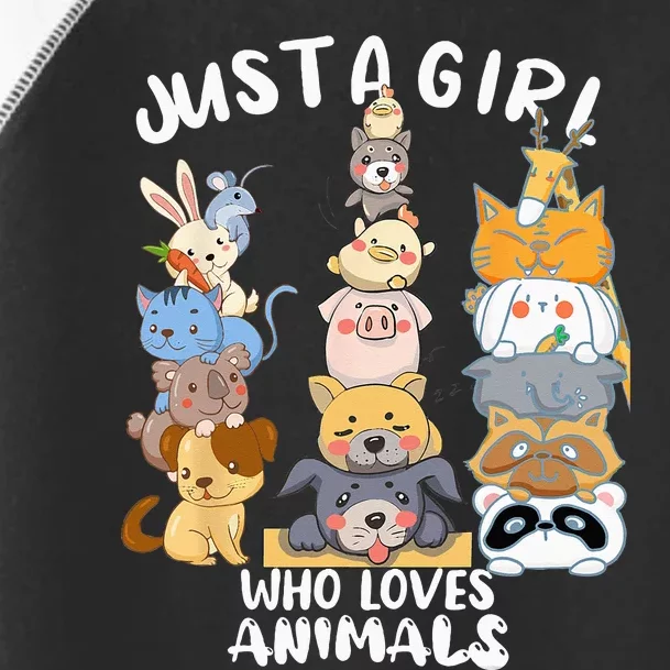 Just A Who Loves Animals Dog Cat Horse Cow Giraffe Bird Toddler Fine Jersey T-Shirt