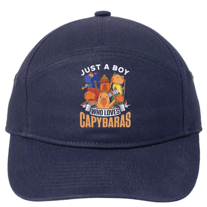 Just A Who Loves Capybaras Animal Rodent 7-Panel Snapback Hat