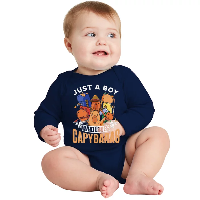 Just A Who Loves Capybaras Animal Rodent Baby Long Sleeve Bodysuit