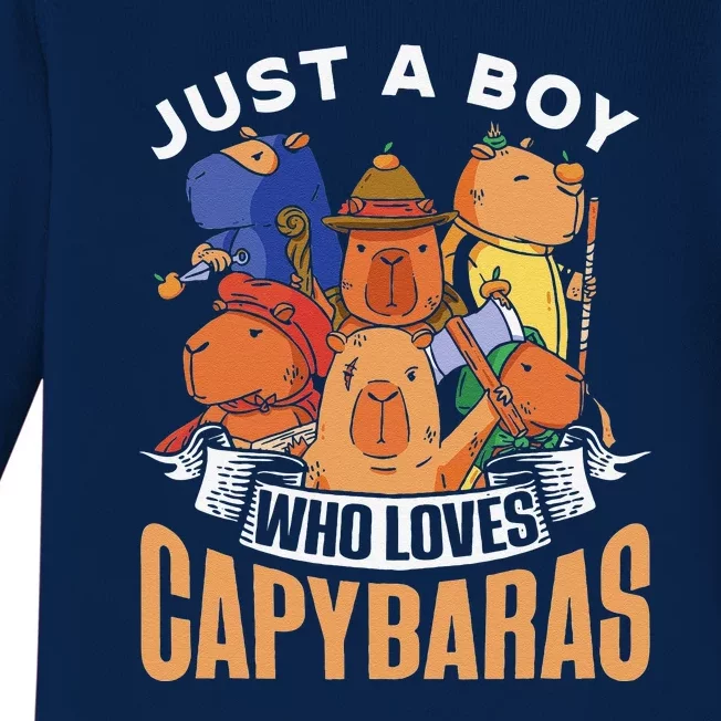 Just A Who Loves Capybaras Animal Rodent Baby Long Sleeve Bodysuit