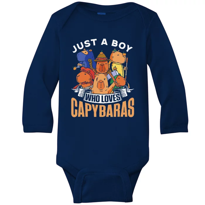 Just A Who Loves Capybaras Animal Rodent Baby Long Sleeve Bodysuit