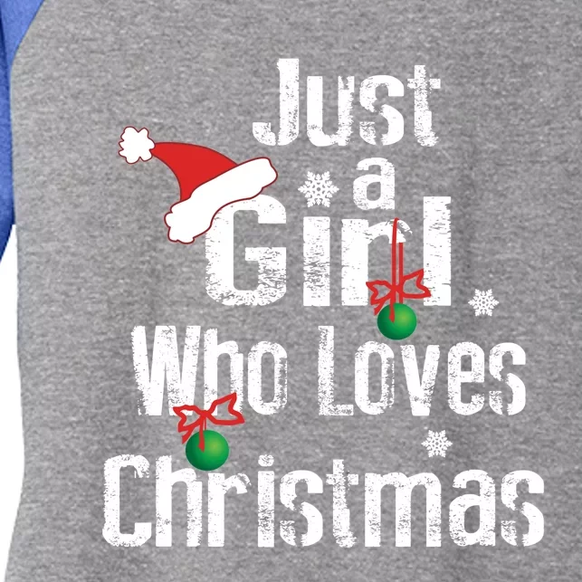 Just A Who Loves Christmas Great Gift Cute Xmas Season Gift Women's Tri-Blend 3/4-Sleeve Raglan Shirt