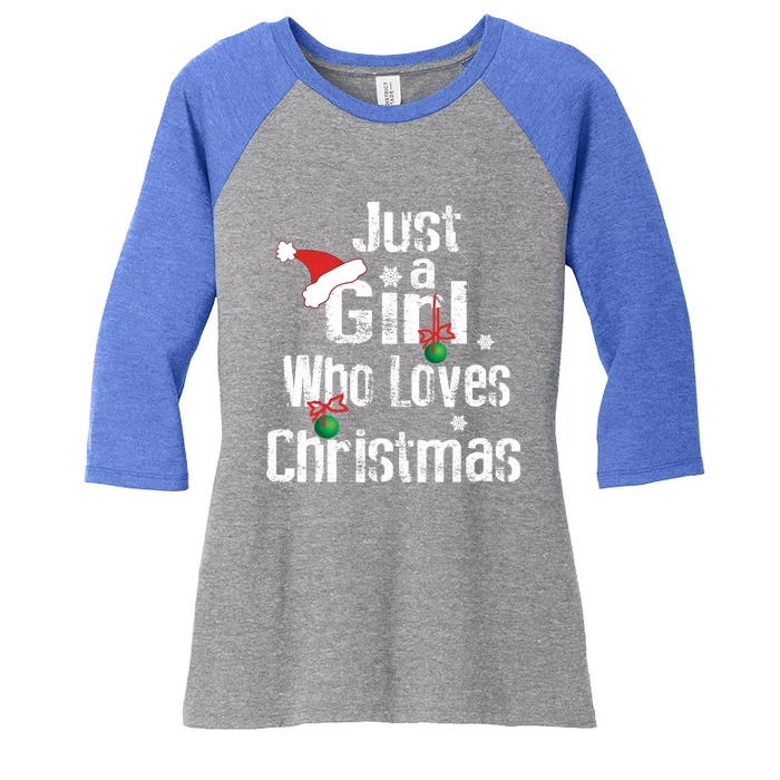 Just A Who Loves Christmas Great Gift Cute Xmas Season Gift Women's Tri-Blend 3/4-Sleeve Raglan Shirt