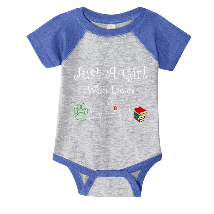 Just A Who Loves Dogs Coffee And Books Cool Gift Infant Baby Jersey Bodysuit