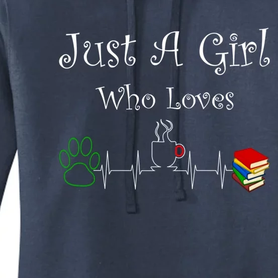 Just A Who Loves Dogs Coffee And Books Cool Gift Women's Pullover Hoodie