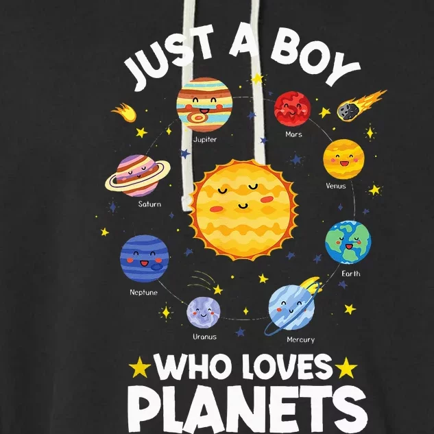 Just A Who Loves Planets & Solar System Space Science Garment-Dyed Fleece Hoodie