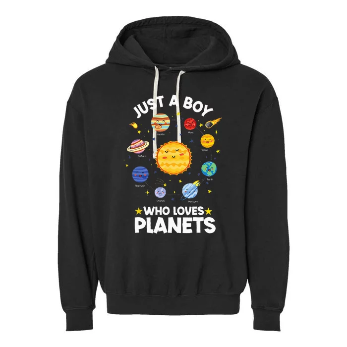 Just A Who Loves Planets & Solar System Space Science Garment-Dyed Fleece Hoodie