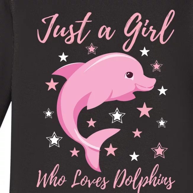 Just A Who Loves Dolphins Design Birthday Ocean Baby Long Sleeve Bodysuit