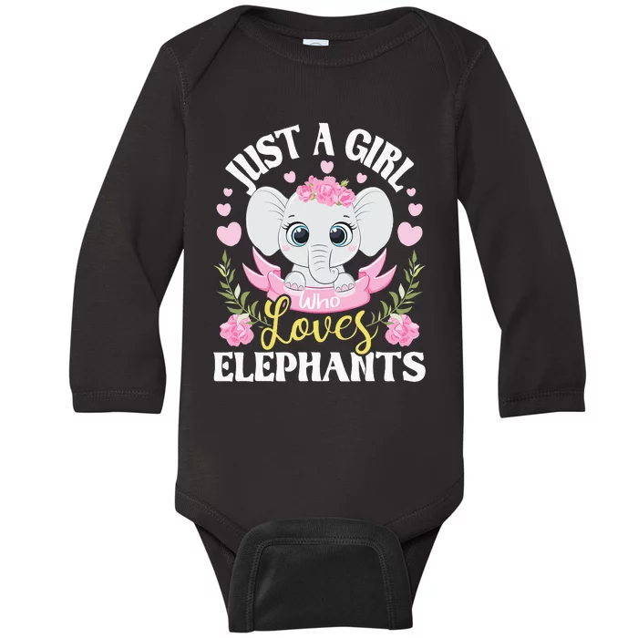 Just A  Who Loves Elephants Baby Long Sleeve Bodysuit