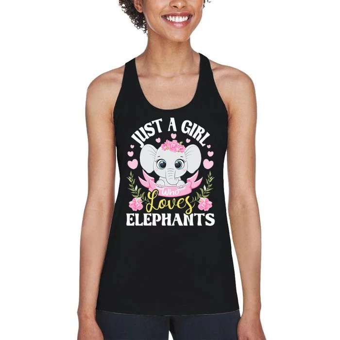 Just A  Who Loves Elephants Women's Racerback Tank