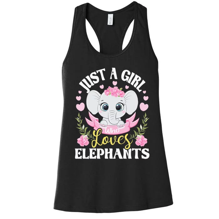 Just A  Who Loves Elephants Women's Racerback Tank