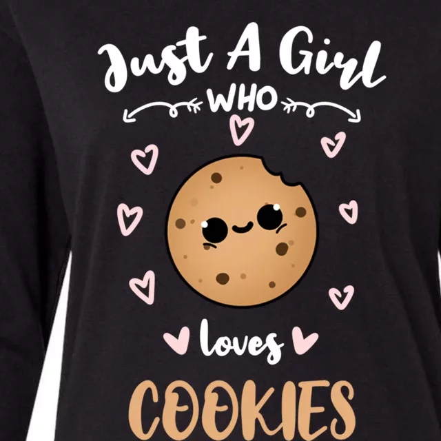 Just A Who Loves Cookies Meaningful Gift Womens Cotton Relaxed Long Sleeve T-Shirt