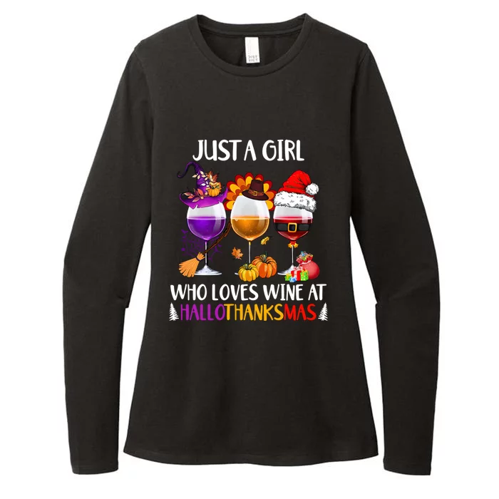 Just A Who Loves Wine At Hallothanksmas Gift Womens CVC Long Sleeve Shirt