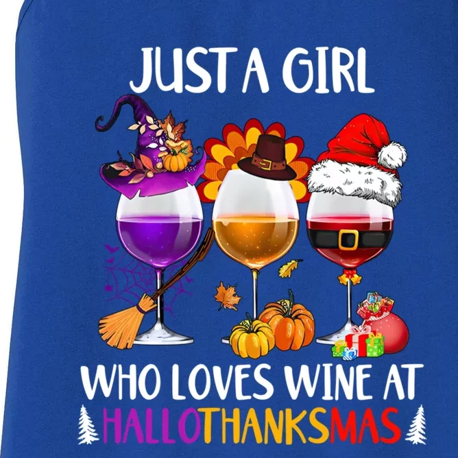 Just A Who Loves Wine At Hallothanksmas Gift Women's Racerback Tank