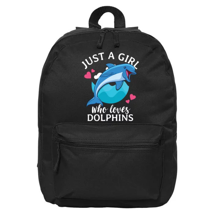 Just A Who Loves Dolphins 16 in Basic Backpack