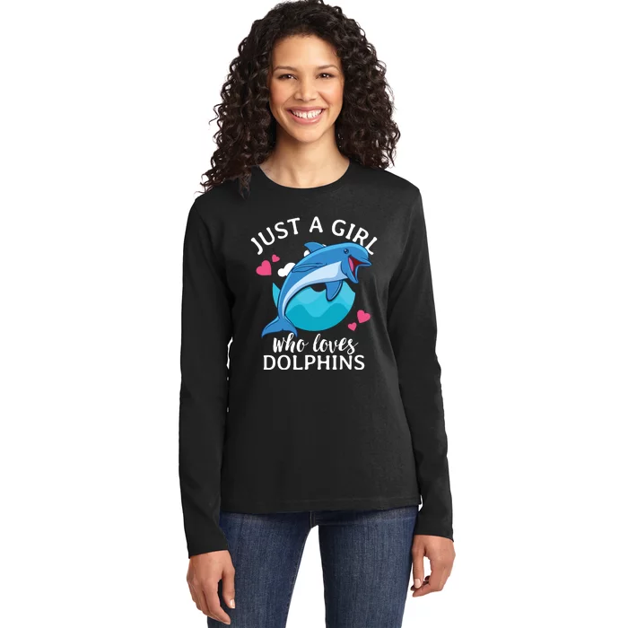 Just A Who Loves Dolphins Ladies Long Sleeve Shirt