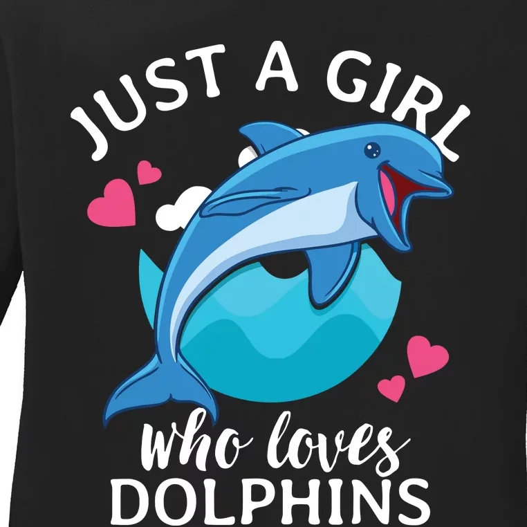 Just A Who Loves Dolphins Ladies Long Sleeve Shirt