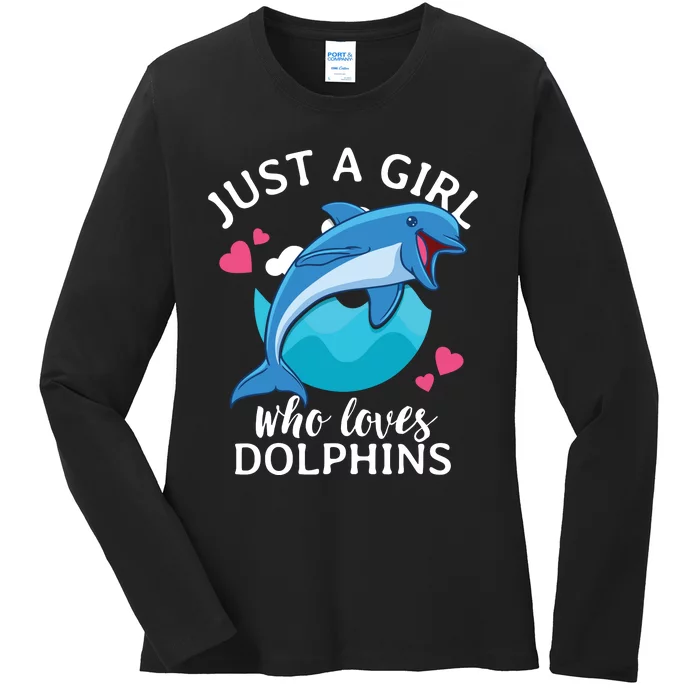 Just A Who Loves Dolphins Ladies Long Sleeve Shirt