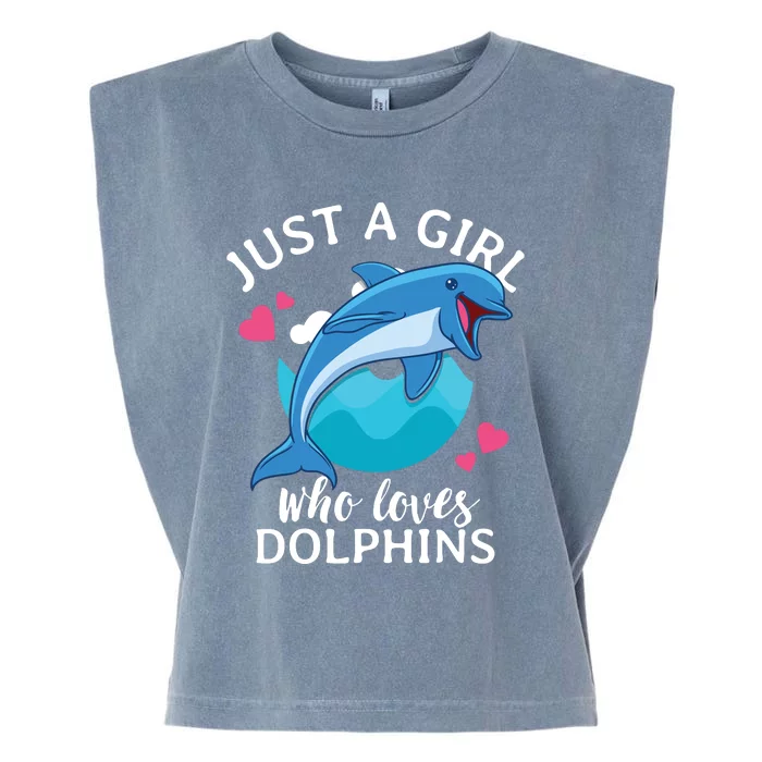 Just A Who Loves Dolphins Garment-Dyed Women's Muscle Tee