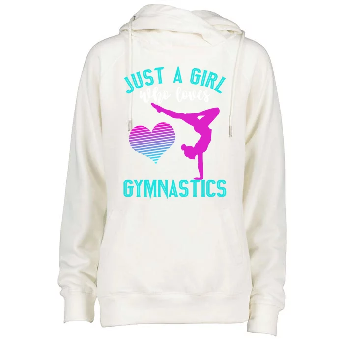 Just A Who Loves Gymnastics Funny Gymnast Quote Graphic Cool Gift Womens Funnel Neck Pullover Hood