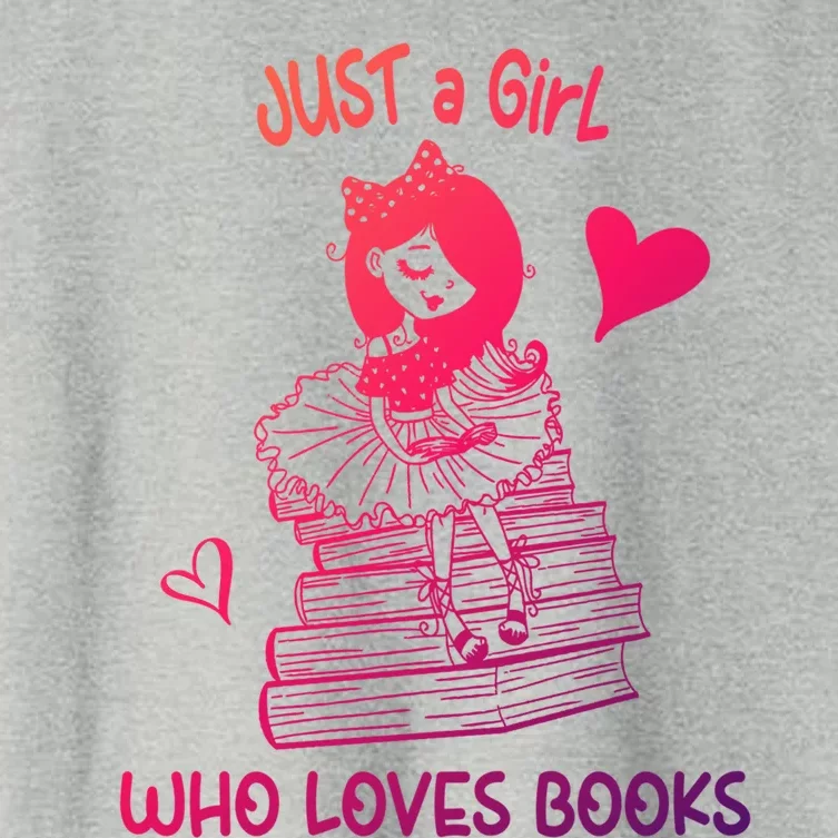 Just A Who Loves Books Reading Book Cute Heart Bookish Gift Women's Crop Top Tee