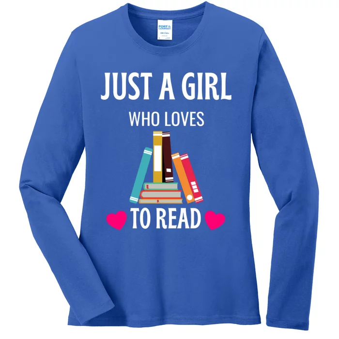 Just A Who Loves To Read Gift Cute Book Worm Gift Ladies Long Sleeve Shirt