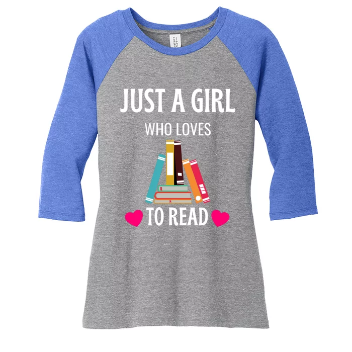 Just A Who Loves To Read Gift Cute Book Worm Gift Women's Tri-Blend 3/4-Sleeve Raglan Shirt