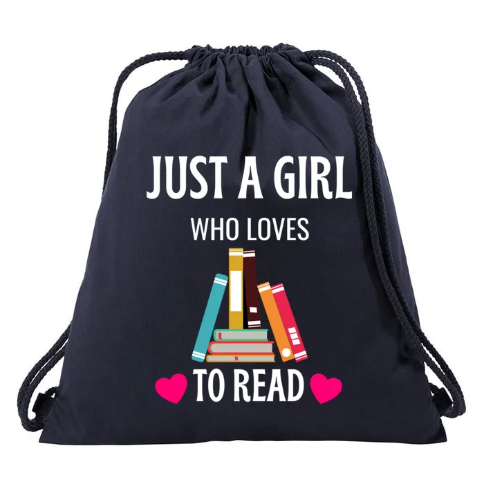 Just A Who Loves To Read Gift Cute Book Worm Gift Drawstring Bag