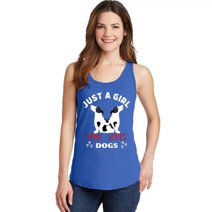 Just A Who Loves Dogs Valentines Day Dogs Funny Gift Funny Gift Ladies Essential Tank