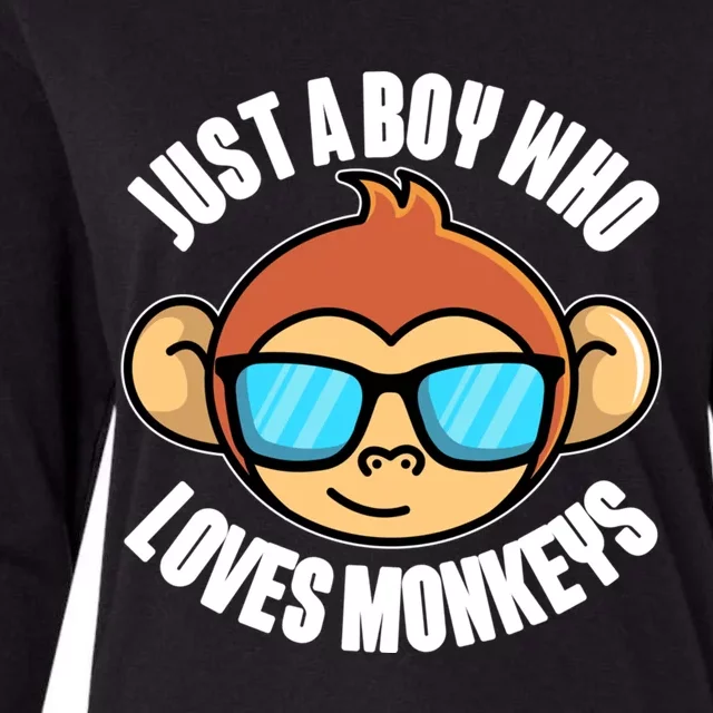 Just A Who Loves Monkeys With Sunglasses Gift Womens Cotton Relaxed Long Sleeve T-Shirt