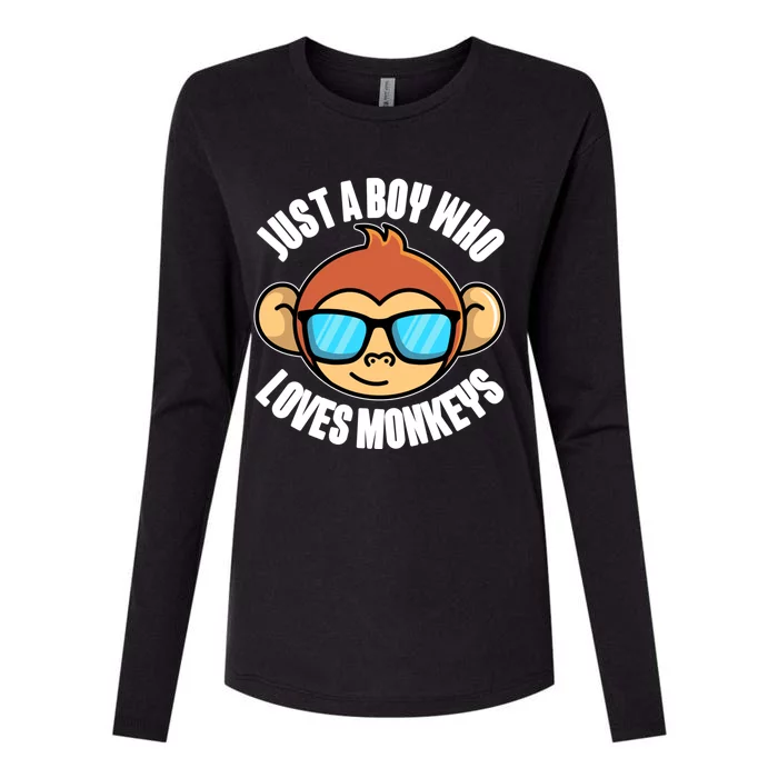 Just A Who Loves Monkeys With Sunglasses Gift Womens Cotton Relaxed Long Sleeve T-Shirt